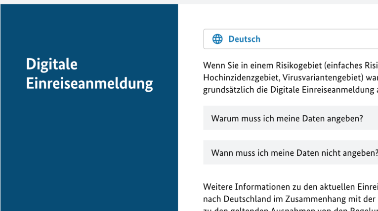 Digitale Einreiseanmeldung